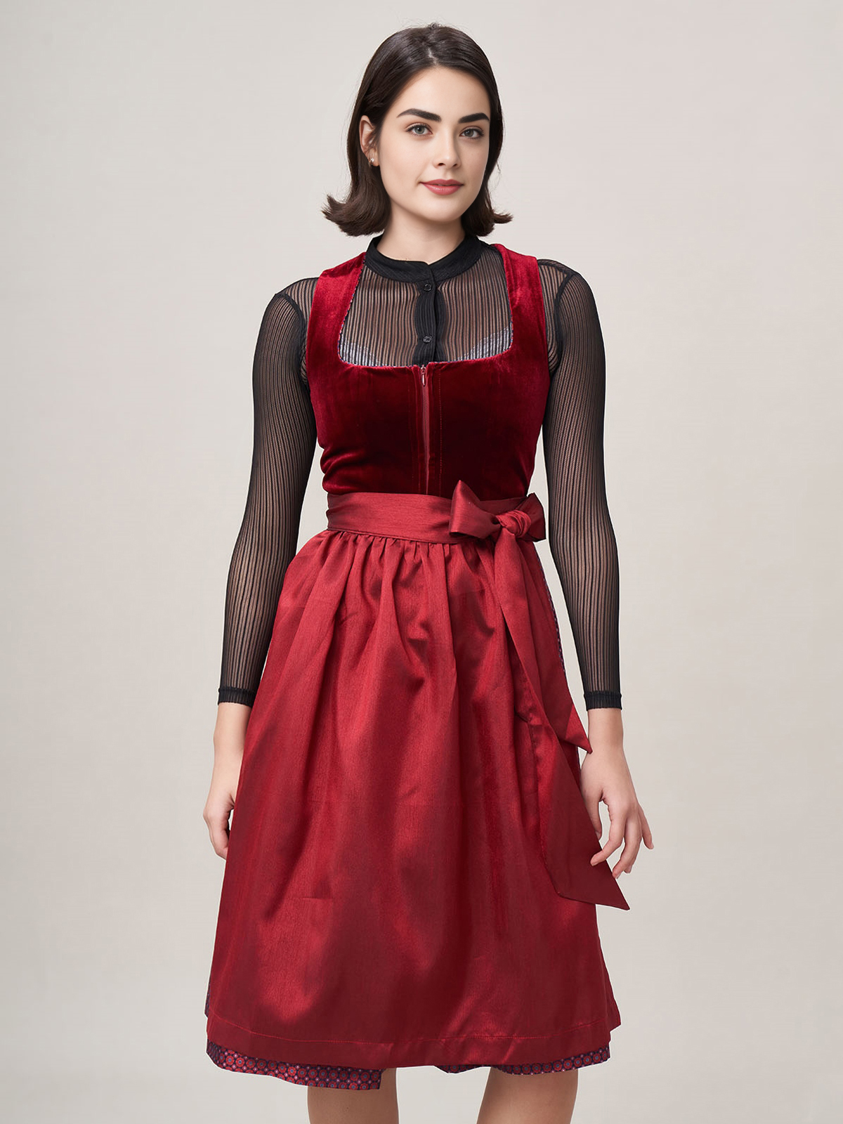 Modernes Dirndl in Rot mit schlanker Silhouette