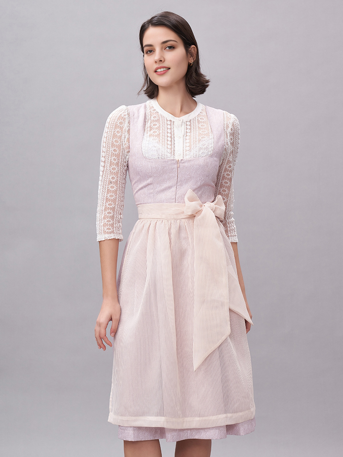 Dirndl Langarmbluse in Rosa