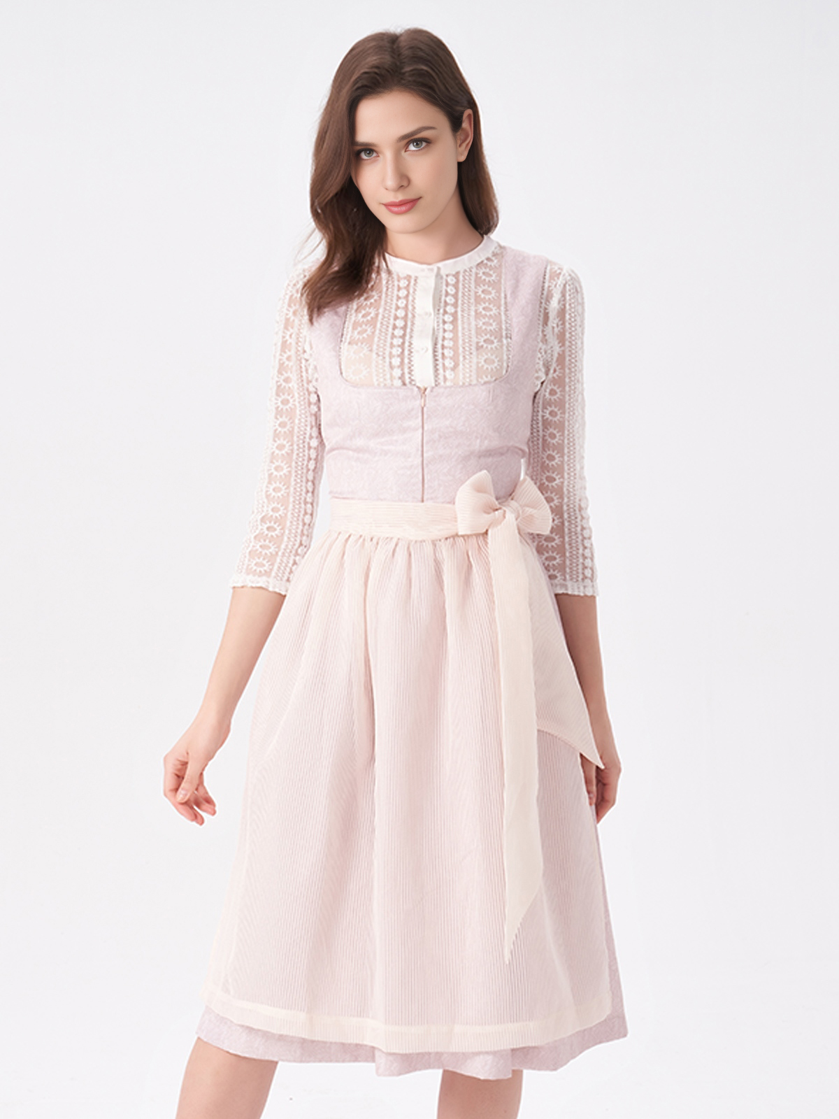 Langärmlige Dirndlbluse in Rosa