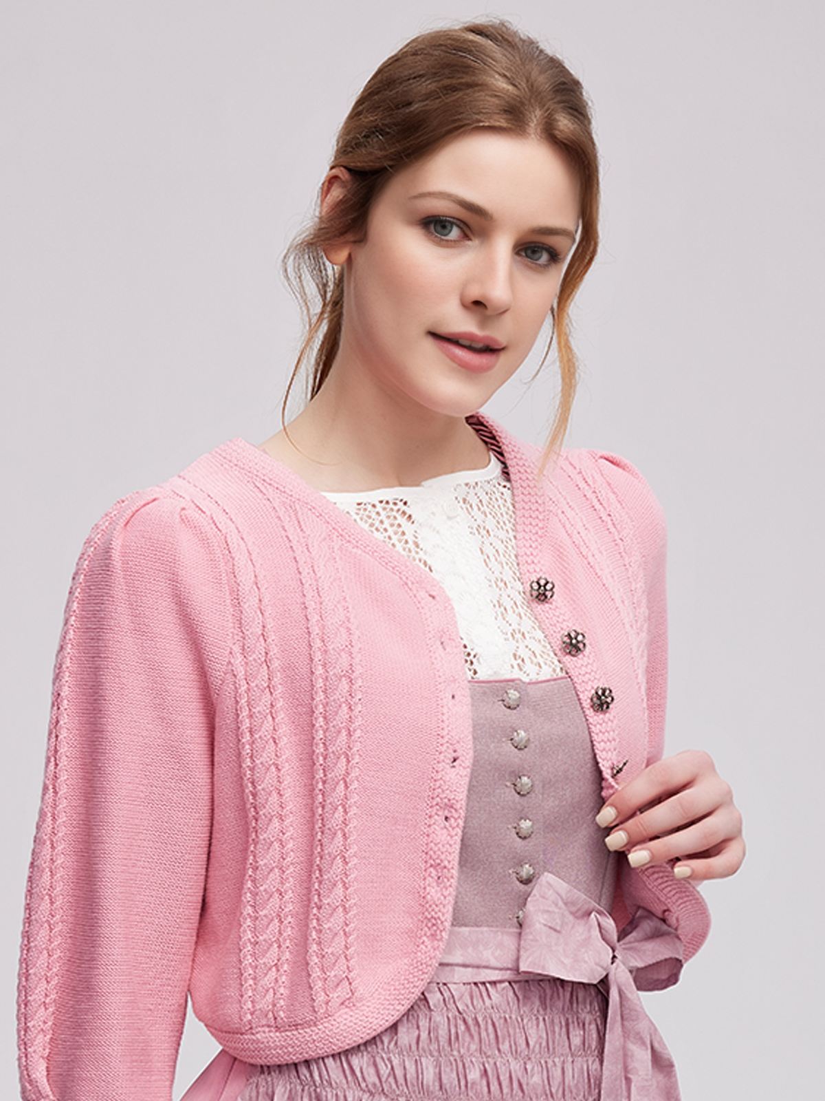 Dirndl Grau Samt in eleganter Midi-Länge